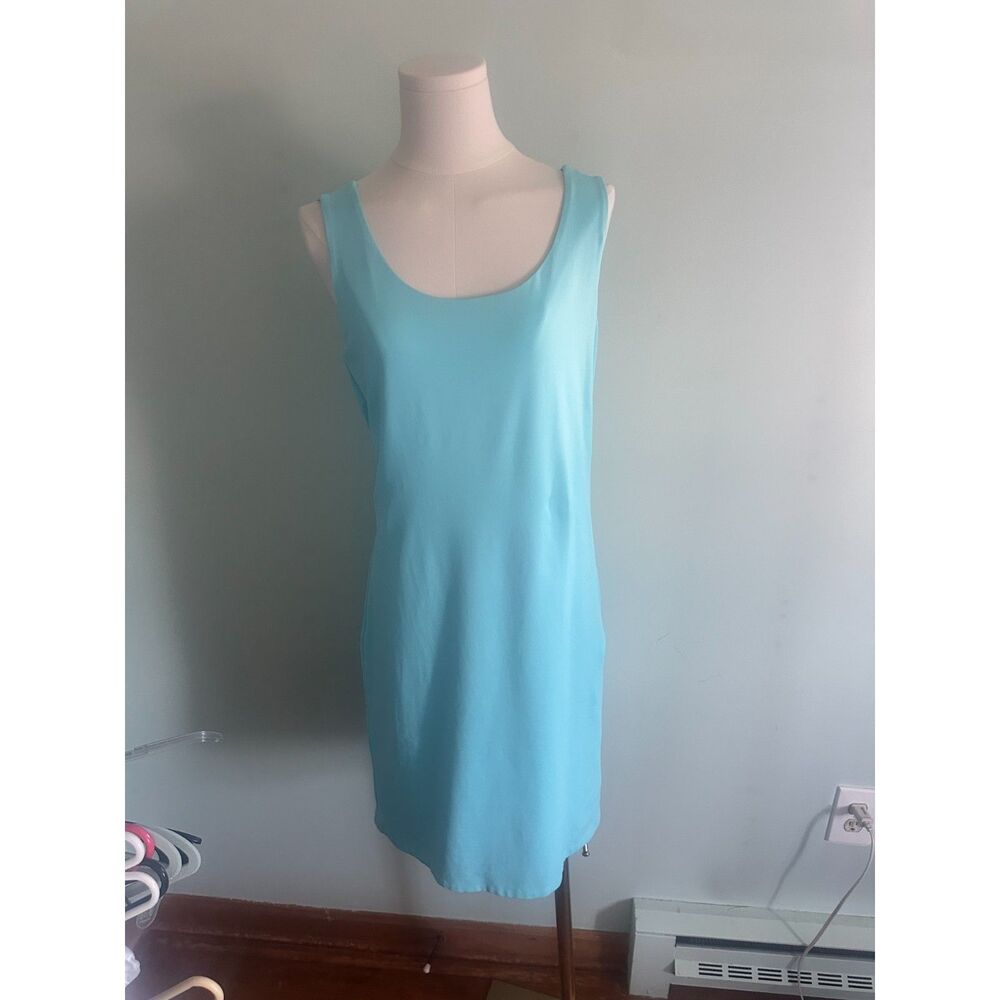 Judy P Women's Shift Sleeveless Stretch Dress Aqua Blue M